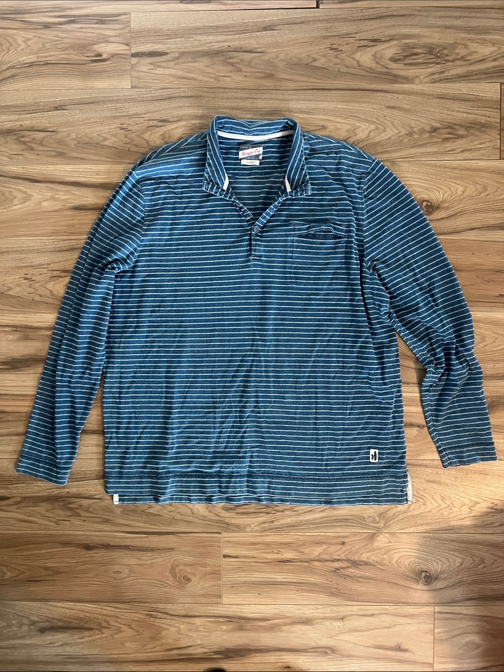johnnie-O Blue & White Striped Long Sleeve Polo